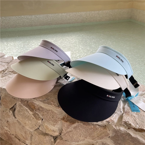 Visière Solaire d'Été pour Femmes à Large Bord Protection UV Chapeau de Plage sans Sommet Réglable Sport de Plein Air
