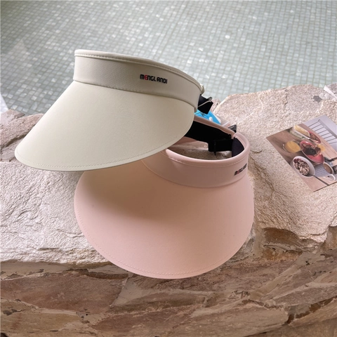 Visière Solaire d'Été pour Femmes à Large Bord Protection UV Chapeau de Plage sans Sommet Réglable Sport de Plein Air