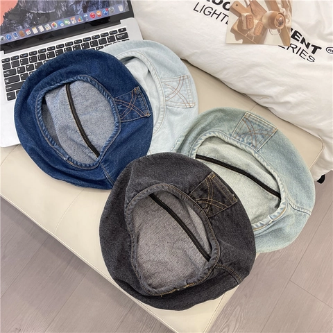Basco Cappello da Donna Vintage Stile Denim Lavato Acrilico Cappello Ottagonale Casual Protezione Solare Cappello Pittore Accessorio
