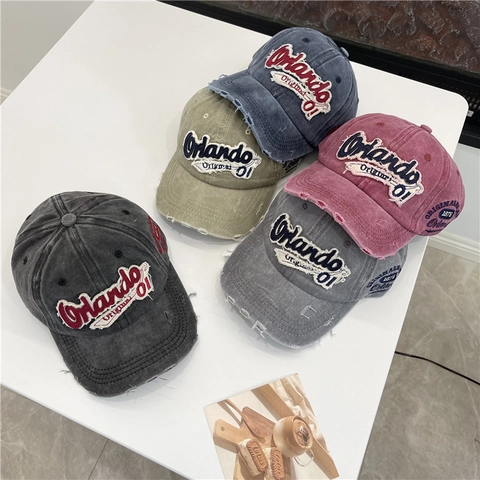 Amerikanische Vintage Gewaschene Distressed Baseballkappe Für Damen Herren Stickerei Fransenkante Verstellbarer Trucker Hut Outdoor Sonnenhut
