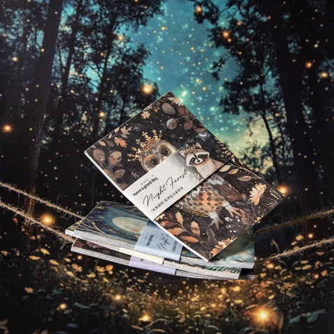 Vintage Night Forest Series Material Paper Book For Scrapbooking DIY Decoration Forest Animal Floral Pattern Stationery Journal Art Craft Supplies