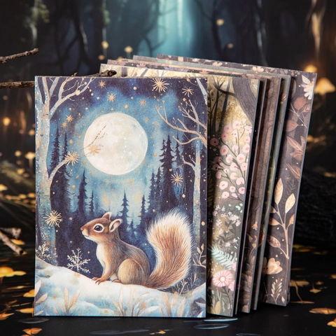 Vintage Night Forest Series Material Paper Book For Scrapbooking DIY Decoration Forest Animal Floral Pattern Stationery Journal Art Craft Supplies