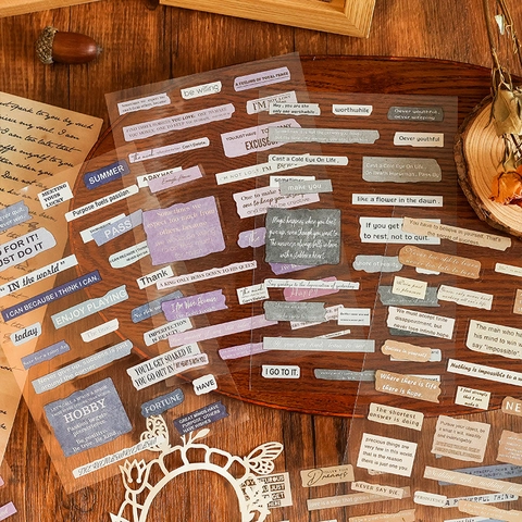 ZABC Vintage Englische Zitate PET Aufkleber Retro Typografie Scrapbooking Journal Dekorative Material Aufkleber Für DIY Kunstbedarf