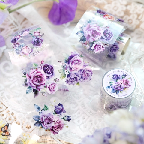 Ruban Découpé PET Vintage Fleurs Série Blooming Season Tournesol Rose Hydrangée Papillon Autocollant Décoratif Scrapbook DIY