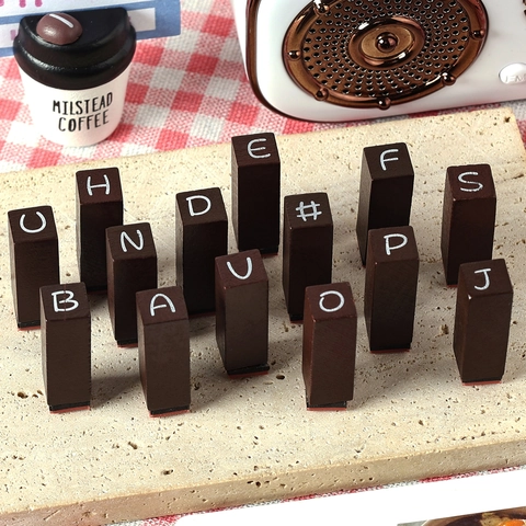 English Years Wood Rubber Stamps Set For DIY Scrapbooking Journaling Letters Decoration Vintage Alphabet Symbols Carving Seal Stamp
