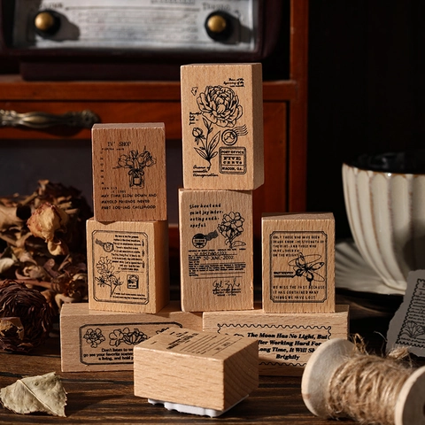 Set di Timbri in Gomma e Legno di Faggio Vintage Serie Twilight Mark Per Decorazione Diario Scrapbooking Fai da Te