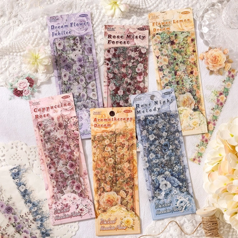 Florale PET Aufkleber Distant Mountain Flower Serie Retro Ästhetische Blumen Für Journaling Scrapbooking DIY Basteln