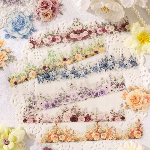 Florale PET Aufkleber Distant Mountain Flower Serie Retro Ästhetische Blumen Für Journaling Scrapbooking DIY Basteln