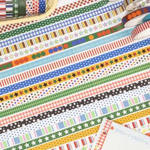 Cintas Washi Decorativas Vintage Showa con Patrones Geométricos de Estrellas para Scrapbooking Diario DIY Artes y Manualidades