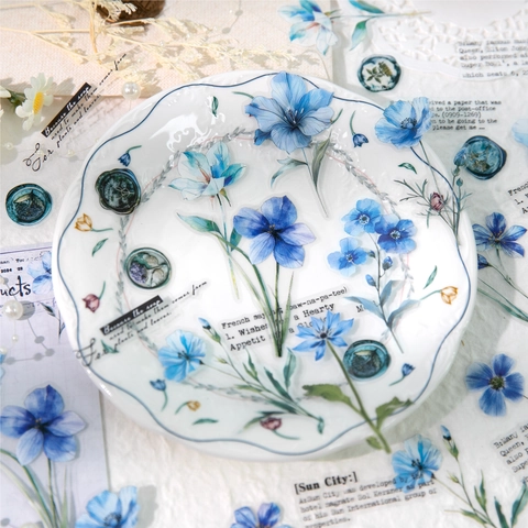 Vintage Floral PET Stickers For Scrapbooking Journaling Retro Botanical Decorative Flower Stickers Aesthetic DIY Crafts Gift Decor Art Supplies
