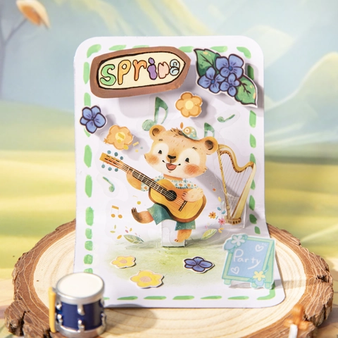 Simpatici Adesivi in PET per Concerti di Animali Scrapbooking Serie Musicale Fai-da-te Cartone Animato Orso Zebra Panda Adesivi Decorativi per Diari