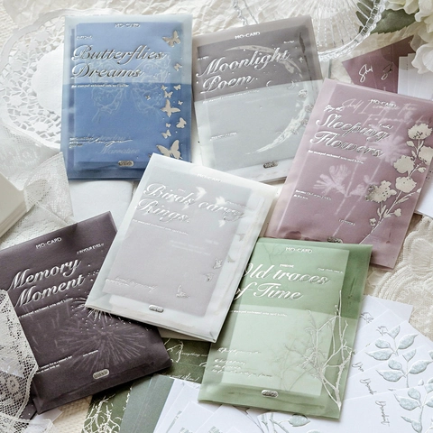 Vintage Silber Heißfolienprägung Geprägte Dekorative Notizblöcke Für Scrapbooking Schreibwaren DIY Beschreibbare Material Papierkarten