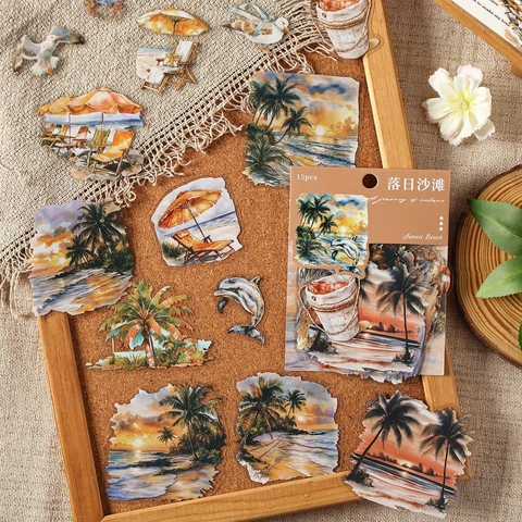 Retro Natural Landscape PET Stickers For Scrapbooking Artistic Scenery Theme Decorative Decals For Hand Ledger DIY Crafting