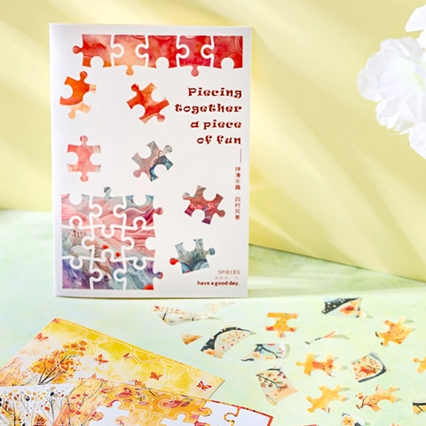 Adesivi per Scenari in Stile Puzzle in Carta Washi per Scrapbooking DIY Journaling Cancelleria Decorativa Stile Zakka