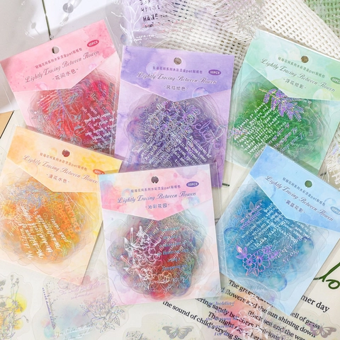 Watercolor Gilded Floral PET Stickers Vintage Botanical Butterfly Decorative Decals For Journaling Scrapbooking DIY Arts Crafts