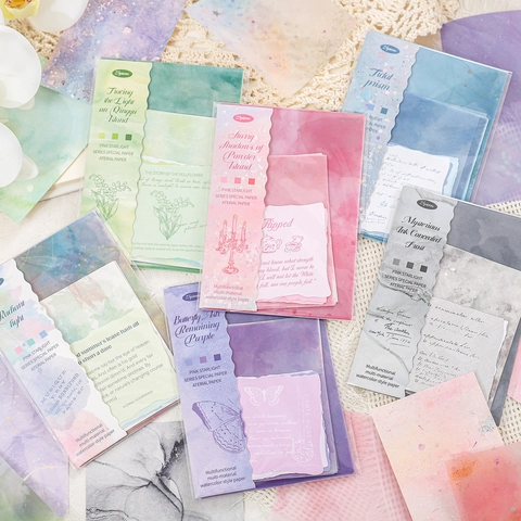 Carta Materiale per Scrapbook Estetica ad Acquerello Serie Pastel Starlight Farfalla Vintage Floreale Carta Decorativa per Journaling per Fai da Te Artigianato Forniture per Journal