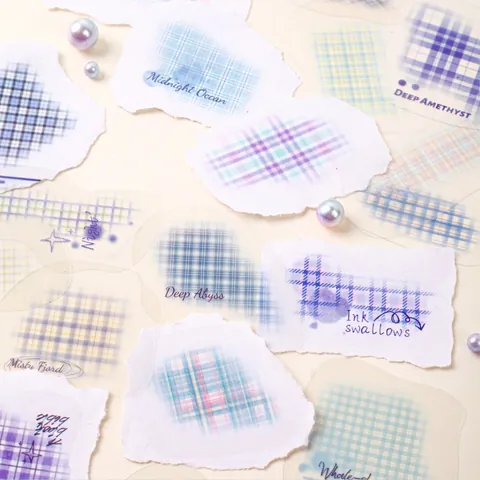 30 Pezzi Set di Adesivi PET Griglia Vintage Serie Grid Spectrum Retro Colori Morandi Decalcomanie Decorative per DIY Journaling