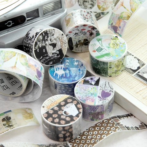 Nastro Washi Fustellato Yanji Retro Nastro Adesivo Artistico per Scrapbooking Diario Cartoleria Estetica Decorativa per Artigianato Fai Da Te