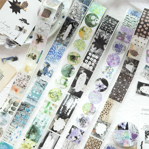 Nastro Washi Fustellato Yanji Retro Nastro Adesivo Artistico per Scrapbooking Diario Cartoleria Estetica Decorativa per Artigianato Fai Da Te