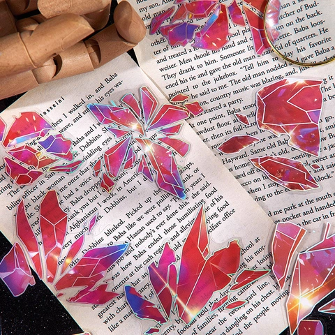 20 Stuks Crystal Tales PET Stickers Laser Zilverfolie Stempelen Gefragmenteerde Kristalvormen Voor DIY Journal Planner Decoratie