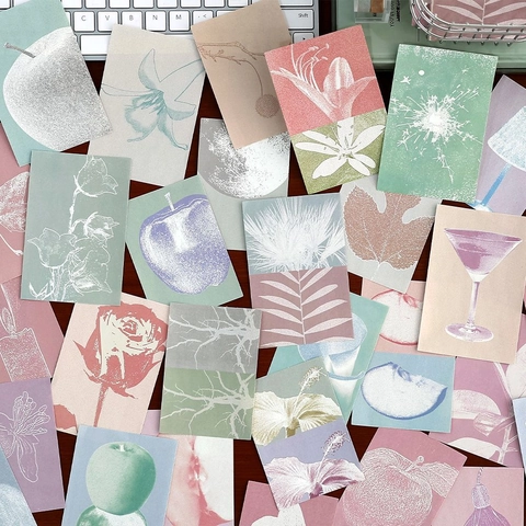 Vintage PaperMore Scrapbooking Dekorpapier Für Journaling Morandi Farbe Handgezeichnete Blumen Apfel Stil Notizblöcke Material