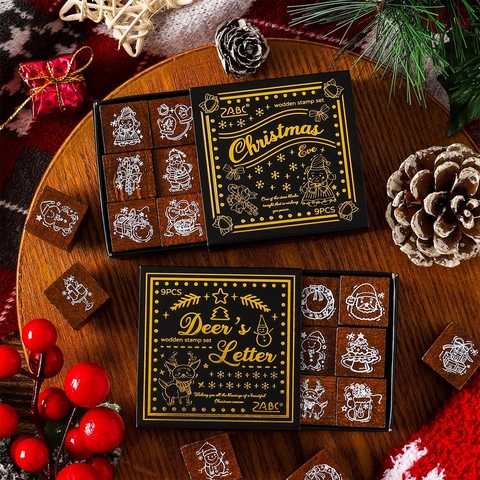Sello de Madera con Tema de Navidad para Decoración de Álbumes de Recortes Vintage Estampado en Caliente Sellos de Madera Regalo DIY Festivo