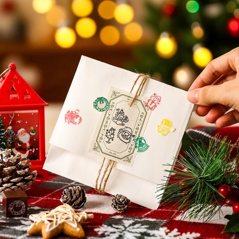 Sello de Madera con Tema de Navidad para Decoración de Álbumes de Recortes Vintage Estampado en Caliente Sellos de Madera Regalo DIY Festivo