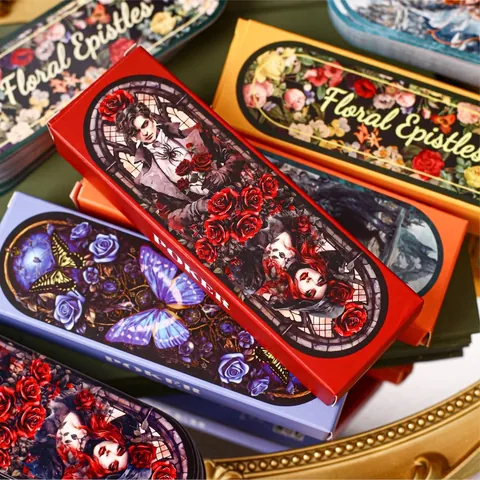 Retro Vintage Scrapbooking Material Paper Floral Butterfly Witch Legend Theme Poker Card Stickers For DIY Journaling Decoration