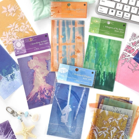 Confezione da 15 Pezzi di Carta Lucida Artistica Paesaggio Naturale Adesivi Traslucidi per Scrapbooking DIY Diario