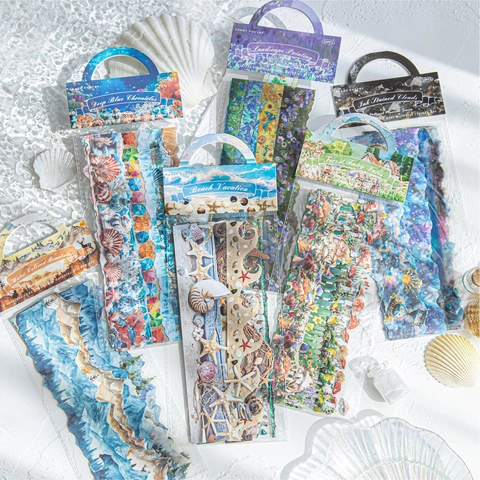 Vintage Natuurhistorisch Museum Stickers PET Wit Kraftpapier Botanisch Zeelandschap Voor Scrapbooking DIY Decoratie