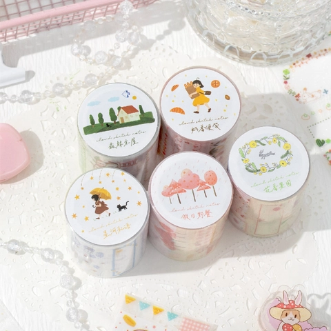 Twilight Cloud Notes Series Glitter PET Decorative Tape For DIY Handbook Cute Illustration Scrapbooking Material Cycle Sticker