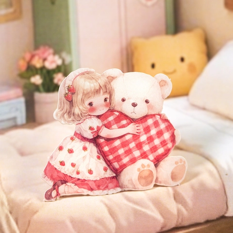 Mignons Autocollants Série Fille de Dessin Animé et Poupée d'Ours Papier Kraft Blanc DIY Manuel Décoratif Style Guérissant Autocollants de Papeterie