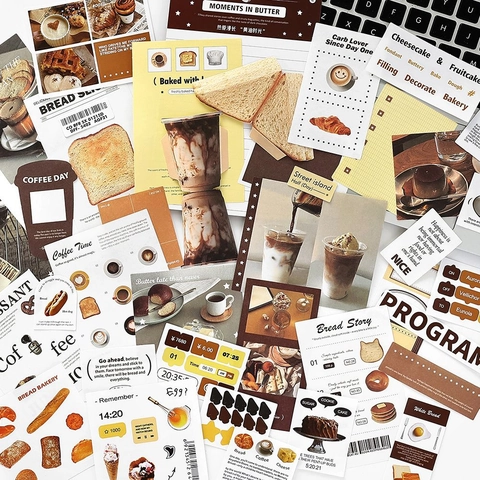 Autocollants de Scrapbooking Esthétique Vintage Matériel pour DIY Journal Décoratif Étiquettes en Papier Autocollants