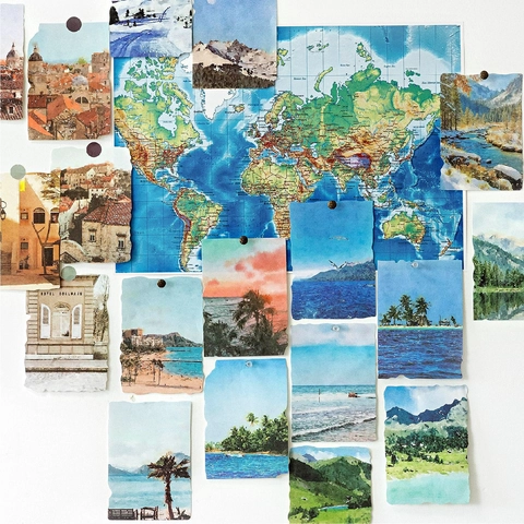Vintage Aquarell Kraftpapier Landschaft Material Papier Für Scrapbooking DIY Journaling Dekor Handgerissene Aufkleber
