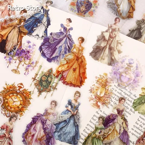 Collection d'Autocollants en Papier de Style Palais Victorien Rétro Série Gorgeous Dream Role Autocollants DIY pour Manuel