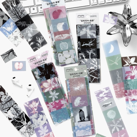 Matte PET Aufkleber Set 10 Blatt 4 Themen Lilie Frucht Wald Rückkehr Datum Muster Für DIY Journal Scrapbooking Notizbuch Deko Aufkleber