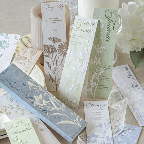 Forest Prelude Series Embossed Paper Bookmarks Vintage Floral Botanical Design Stationery For Journaling School Office Use