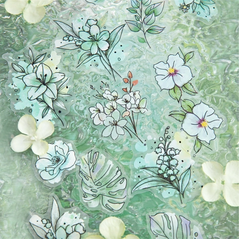 Paquete de Pegatinas de PET de Flores de Acuarela Vintage Con Estampado en Caliente 3D Flores Decorativas Pegatinas de DIY