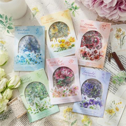 Botanische PET Sticker Collectie Aquarel Bloem Plant Decals Voor Scrapbooking Journaling DIY Arts Crafts Decoratieve Briefpapier Benodigdheden