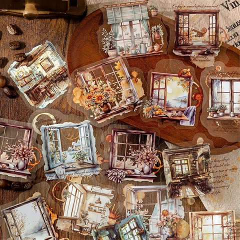 30 Stuks Vintage Koffie Thema PET Stickers Pak Waterdicht Decoratieve Scrapbooking Stickers Voor Journaling DIY Kunst