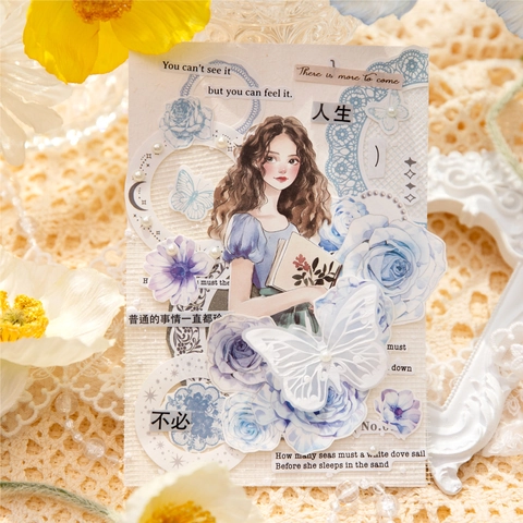 Vintage Girl Character Stickers White Kraft Paper Decorative Decals For DIY Scrapbooking Journaling Planner Stationery Material