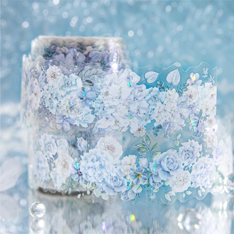 Blossom Dream Serie PET Floral Decoratieve Tape Vintage Holografische Bloem Journaling Stickers Voor Scrapbooking DIY Kantoorartikelen Decor