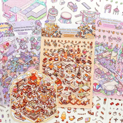 Große Capybara Serie Miniatur Szenario Aufkleber Set Für Scrapbooking DIY Journal Dekorative PET Wasserdichte Aufkleber Blatt