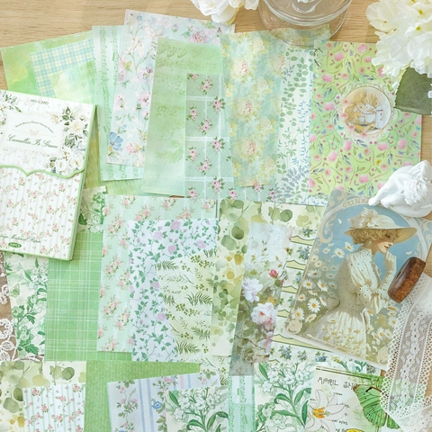 Vintage Weißes Kraftpapier Scrapbooking Material Für DIY Journaling Blumen Schmetterling Muster Dekoratives Hintergrundpapier