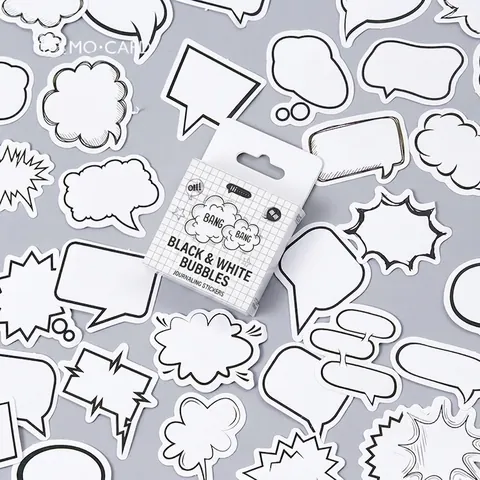 Zwart en Wit Tekstballon Dialoogvenster Stickers Voor DIY Journal Scrapbooking Notitieboek Decoratieve Etiket Stickers