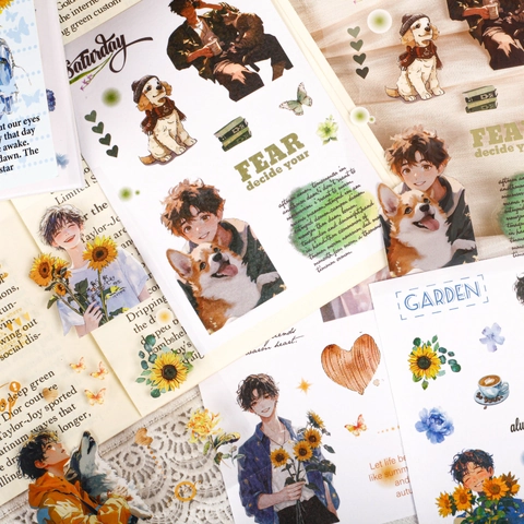 Retro Story Sticker Book Muguang Confession Series Anime Boy Theme DIY Decorative Scrapbooking Stickers For Journaling Washi PET