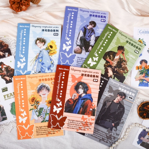Retro Story Sticker Book Muguang Confession Series Anime Boy Theme DIY Decorative Scrapbooking Stickers For Journaling Washi PET
