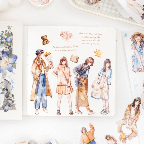 Vintage Watercolor Character Washi Tape Echoes Of Four Seasons Theme Decorative Masking Tape For Scrapbooking DIY Journal