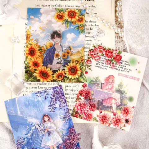 Adesivi PET Serie Retro Floral Corner Adesivi Washi White Mist Schiuma 3D per Journal Scrapbooking Fai da Te Adesivi Decorativi