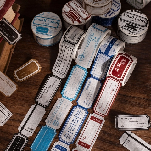 Vintage Washi Tape Decorative Stickers Die-cut Label Series For Journaling Scrapbooking DIY Crafts Aesthetic Stationery